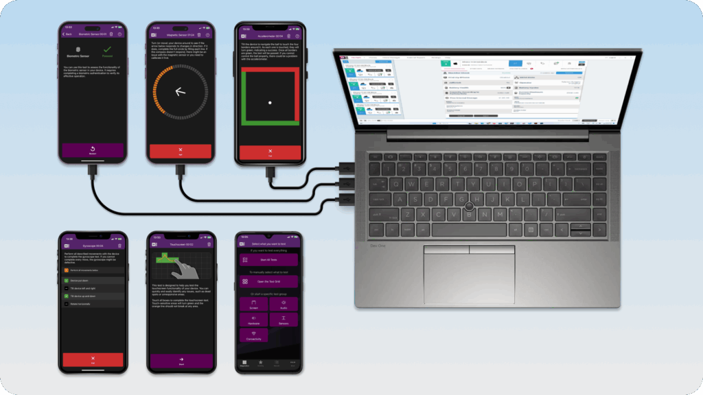 M360 diagnostics operating in Android devices and Apple devices.