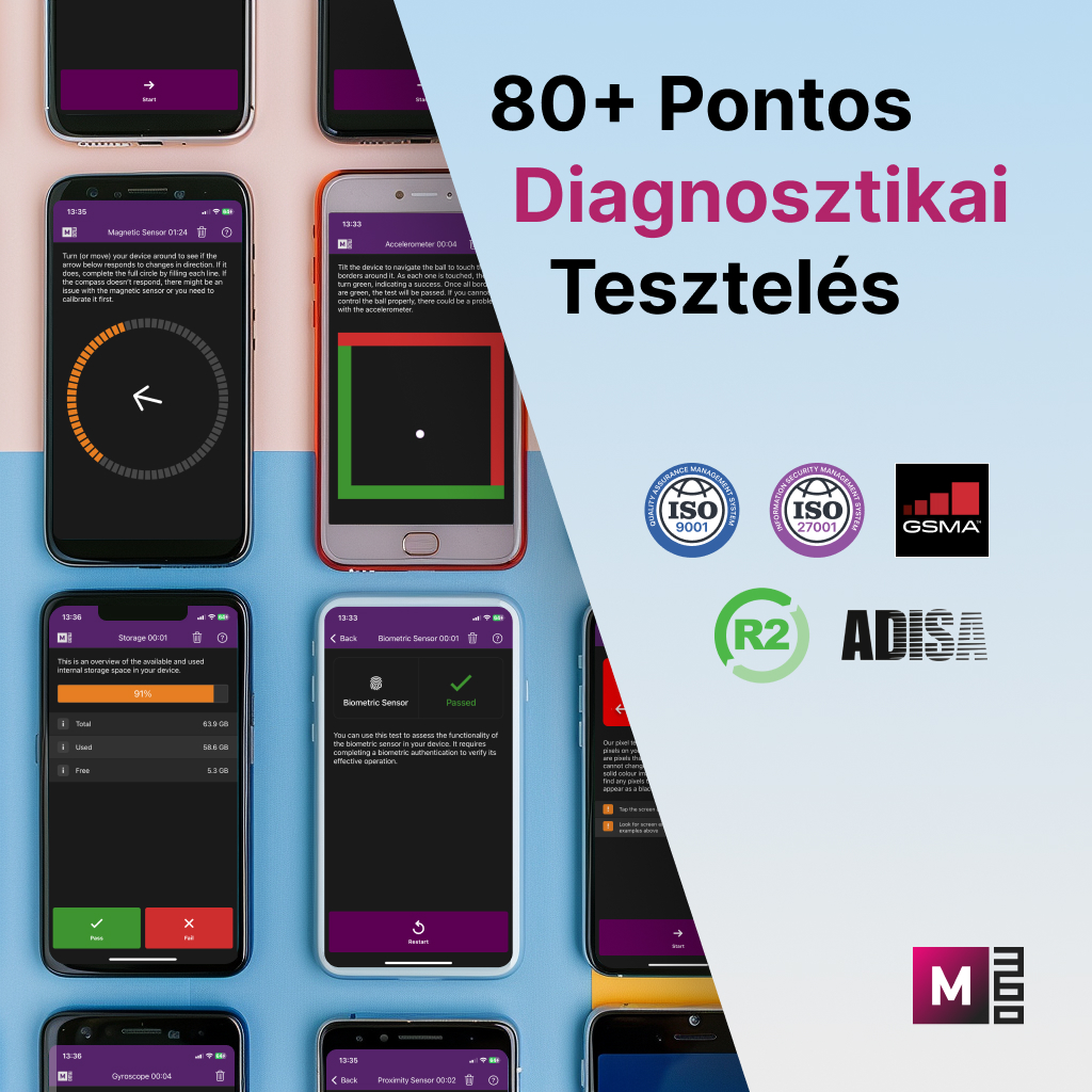 Végezz több mint 80 pontos diagnosztikai tesztelést.