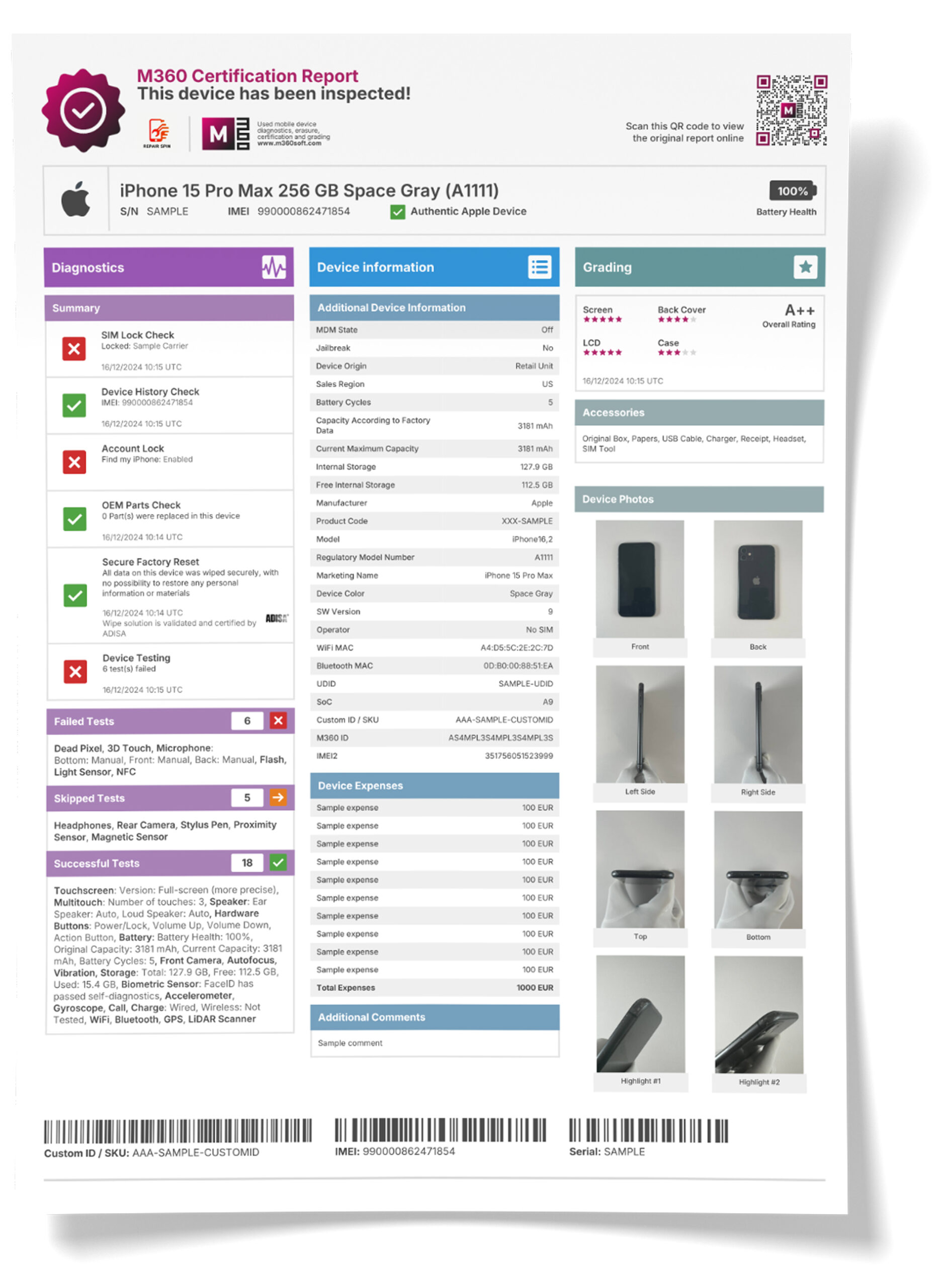Certify with M360 reports, an example.
